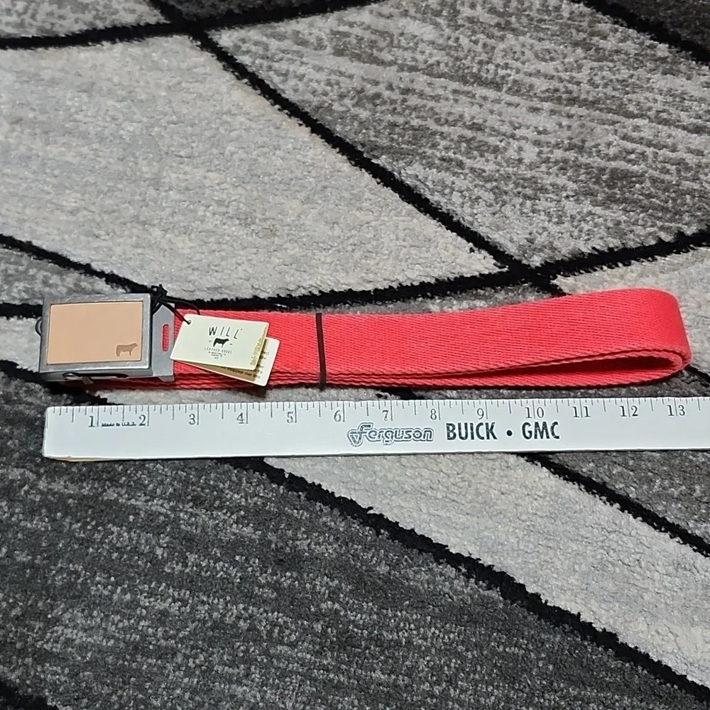 WILL LEATHER GOODS RED WOVEN ADJUSTABLE LENGTH & METAL 